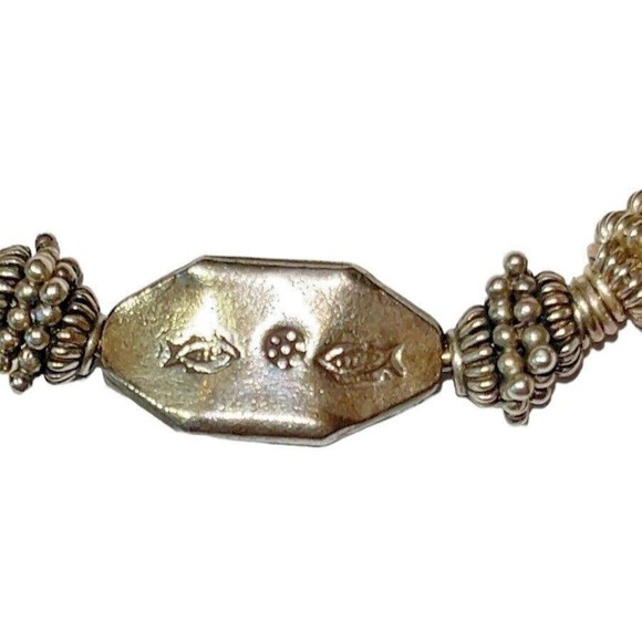 Silver Spring Coil Primitive 925 Spacer Bead Bracelet 23g S Hook Clasp - Picture 3 of 7